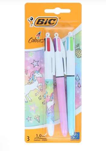 Bic Einhorn-Kugelschreiber, 4 Farben, sortierte Tinte, 3 Stück Bic Einhorn-Kugelschreiber, 4 Farben, sortierte Tinte, 3 Stück von BIC