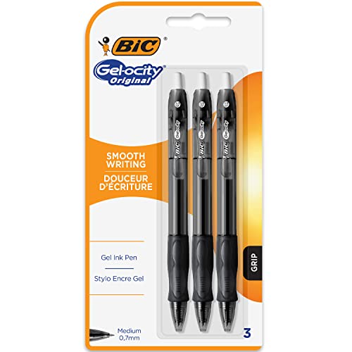 Bic Gel-ocity ST Original Gel Ink Rollerball Pens - Medium 0.7mm Nib Tip - Blister Pack of 3 - Black Ink von Bic