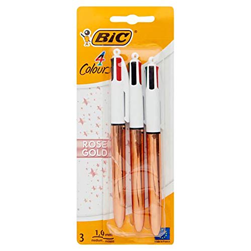 Bic B159893 – Set mit 3 Kugelschreibern, 4 Farben, Roségold von Bic
