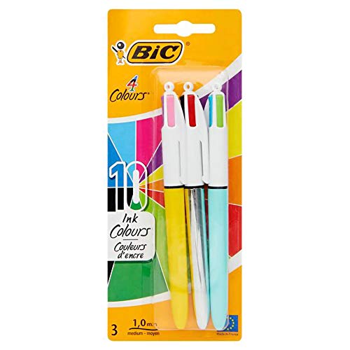 Bic Kugelschreiber 4 Farben 10 Farben in 3 Stiften 3 Stück B157811 von Bic