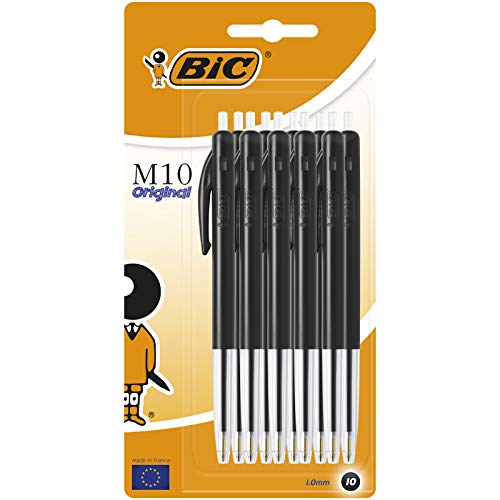 Bic M10 Kugelschreiber mit Druckknopf, M-Spitze, 10 Stück, schwarz Bic M10 Kugelschreiber mit Druckknopf, M-Spitze, 10 Stück, schwarz von BIC