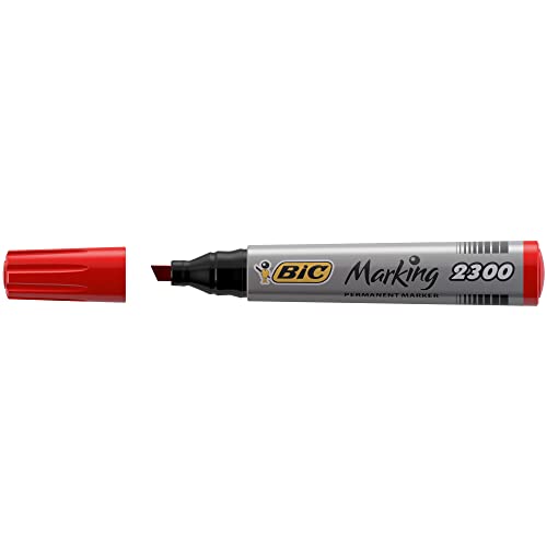 Bic Marking 2300 Permanentmarker, Keilspitze Strichstärke 3 2000033 5,5 mm, Rot, 12 Stück von BIC