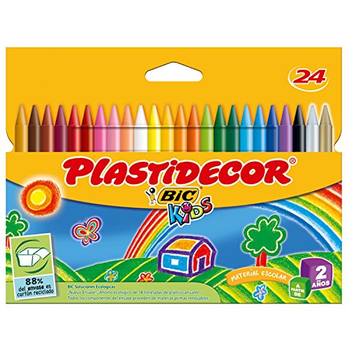 Bic Plastidecor farbig Wachsmalstifte, Klassisch, 24 Stück (1er Pack) von BIC