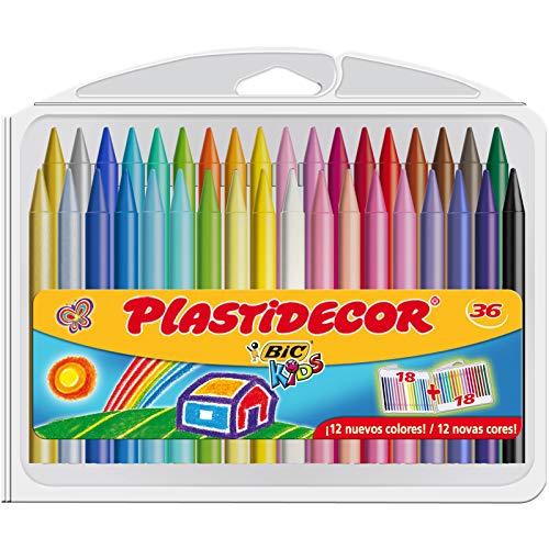 Bic Plastidecor farbig Wachsmalstifte, Klassisch, 36 Stück (1er Pack) von BIC