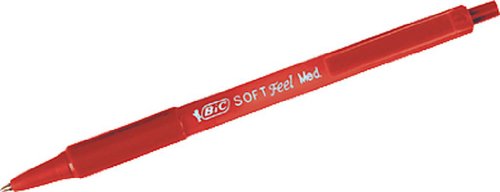 Kugelschreiber Soft Feel, Strichstärke 0.4mm, Schaft in Schreibfarbe, rot von BIC