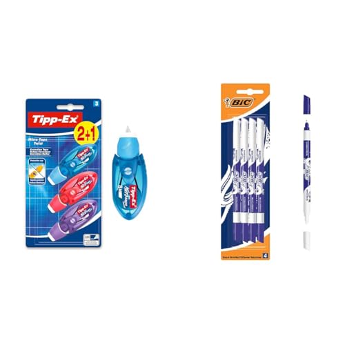 Tipp-Ex Korrekturroller Micro Tape Twist mit Schutzkappe, in 3 Farben & Tintenkiller, 4 Stück, Tintenlöscher schmierfest, Ideal für das Büro, das Home Office oder die Schule Tipp-Ex Korrekturroller Micro Tape Twist mit Schutzkappe, in 3 Farben & Tintenkiller, 4 Stück, Tintenlöscher schmierfest, Ideal für das Büro, das Home Office oder die Schule von BIC