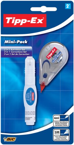 Tipp-Ex Korrekturset Mini-Pack, Roller 5m x 5mm + Stift 4ml, Blister à 2 Stück Tipp-Ex Korrekturset Mini-Pack, Roller 5m x 5mm + Stift 4ml, Blister à 2 Stück von BIC