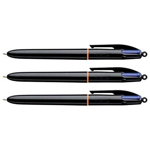 BIC Vierfarbkugelschreiber 4 Colours(TM), Schaft schwarz, Mine nach ISO 12757-2 von BIC