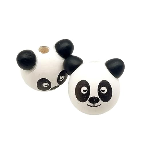 BICI 50/100 Stück Panda Kopf Holzperlen, holzköpfe mit Gesicht, Niedliche Tier Holzperlen Lose Perlen für DIY Halskette Armband Kunstprojekte (Panda,50 Stück) von BICI