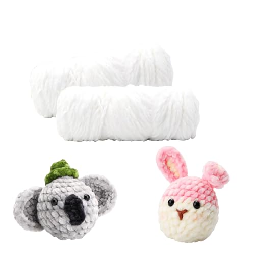 BICI Chenille Garn, 2 X 100 G Chenille Wolle Zum Häkeln, Chenille Wolle, Flauschige Wolle Zum Häkeln Für Kleidung, Pullover, DIY-Strickprojekte (Weiß) von BICI