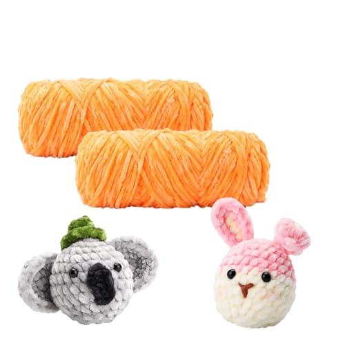 Chenille Wolle Zum Häkeln, 2 X 100 G Chenille Garn, Häkel Wolle Flauschig, Flauschige Wolle Zum Häkeln Für Kleidung, Pullover, DIY-Strickprojekte (orange) von BICI