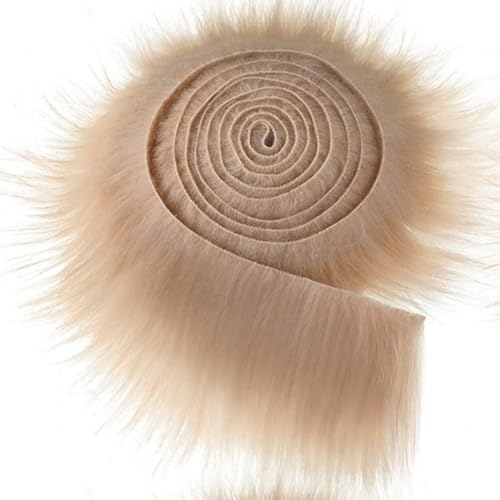 Furry Faux Precut Strips 2x60 Zoll Kunstfell Zum Basteln, Langhaarplüsch Zum Basteln, Kunstleder Plüsch Pelz Fell Stoff Fluffy Craft Plüschstoff Fur GNOME Beard Santa Hair (Khaki,1 Pcs) von BICI