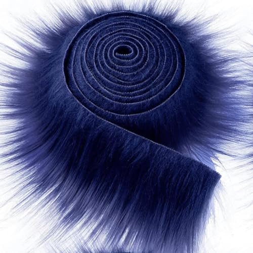 Furry Faux Precut Strips 2x60 Zoll Kunstfell Zum Basteln, Langhaarplüsch Zum Basteln, Kunstleder Plüsch Pelz Fell Stoff Fluffy Craft Plüschstoff Fur GNOME Beard Santa Hair (Navy blau,1 Pcs) von BICI