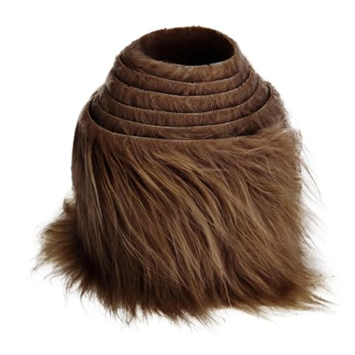 Furry Faux Precut Strips 2x60 Zoll Kunstfell Zum Basteln, Langhaarplüsch Zum Basteln, Kunstleder Plüsch Pelz Fell Stoff Fluffy Craft Plüschstoff Fur GNOME Beard Santa Hair (braun,1 Pcs) von BICI