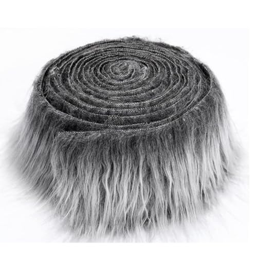 Furry Faux Precut Strips 2x60 Zoll Kunstfell Zum Basteln, Langhaarplüsch Zum Basteln, Kunstleder Plüsch Pelz Fell Stoff Fluffy Craft Plüschstoff Fur GNOME Beard Santa Hair (frostgrau,1 Pcs) von BICI