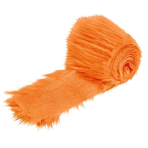 Furry Faux Precut Strips 2x60 Zoll Kunstfell Zum Basteln, Langhaarplüsch Zum Basteln, Kunstleder Plüsch Pelz Fell Stoff Fluffy Craft Plüschstoff Fur GNOME Beard Santa Hair (orange,1 Pcs) von BICI