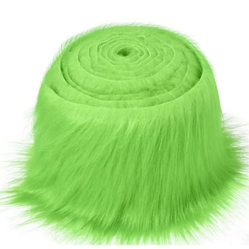 Furry Faux Precut Strips 2x60 Zoll Kunstleder Plüsch Weiß Pelz Fell Stoff Fluffy Craft Plüschstoff fur GNOME Beard Santa Hair Dwarf DIY Dekoration Kunstfell Basteln Weihnachts (Grün,1 Pcs) von BICI