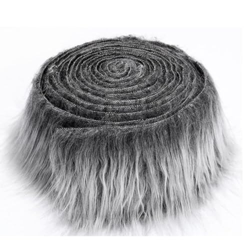 Furry Faux Precut Strips 2x60 Zoll Kunstleder Plüsch Weiß Pelz Fell Stoff Fluffy Craft Plüschstoff fur GNOME Beard Santa Hair Dwarf DIY Dekoration Kunstfell Basteln Weihnachts (frostgrau,1 Pcs) von BICI