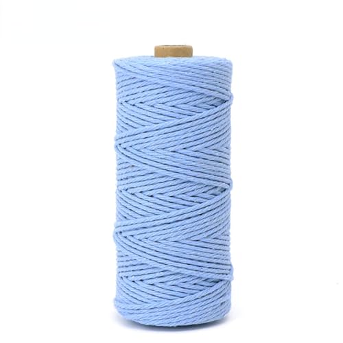 Makramee Garn 3mm, 100m/200m Farbiges Makramee-Seil, Baumwollseil, Makramee-Garn, Bunte Baumwoll-Bastelschnur Zum Aufhängen, Pflanzenaufhänger, Basteln, Stricken (hellblau,200M) von BICI