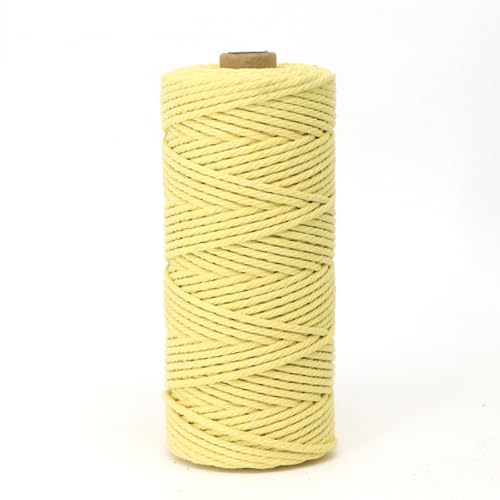 Makramee Garn 3mm, 100m/200m Farbiges Makramee-Seil, Baumwollseil, Makramee-Garn, Bunte Baumwoll-Bastelschnur Zum Aufhängen, Pflanzenaufhänger, Basteln, Stricken (hellgelb,100M) von BICI