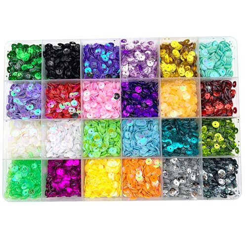 BIDEX 21600 Stück, 24 Farben, 5 mm schillernde runde Cup-Pailletten für Bastelarbeiten, Nähen, Sticken und Nagelkunst, gemischte Farben, 24 Farbtöne für kreative Projekte BIDEX 21600 Stück, 24 Farben, 5 mm schillernde runde Cup-Pailletten für Bastelarbeiten, Nähen, Sticken und Nagelkunst, gemischte Farben, 24 Farbtöne für kreative Projekte von BIDEX