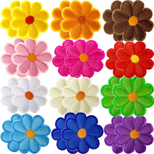 BIDEX 24 bunte Blumen-Aufnäher zum Aufbügeln, bestickte Gänseblümchen-Applikation für Kleidung, Jeans, Jacken, Kleider, Rucksäcke, Hüte, DIY-Reparatur und Handwerk, Näh-Dekorationen BIDEX 24 bunte Blumen-Aufnäher zum Aufbügeln, bestickte Gänseblümchen-Applikation für Kleidung, Jeans, Jacken, Kleider, Rucksäcke, Hüte, DIY-Reparatur und Handwerk, Näh-Dekorationen von BIDEX