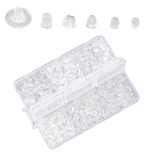 BIDEX Transparente Silikon-Rückseite für Nieten und hängenden Schmuck, 6 Stile, weiche, hypoallergene Gummi-Rückseite, Kunststoff-Stopper und Ersatz mit Aufbewahrungsbox für sicheren Sitz und BIDEX Transparente Silikon-Rückseite für Nieten und hängenden Schmuck, 6 Stile, weiche, hypoallergene Gummi-Rückseite, Kunststoff-Stopper und Ersatz mit Aufbewahrungsbox für sicheren Sitz und von BIDEX