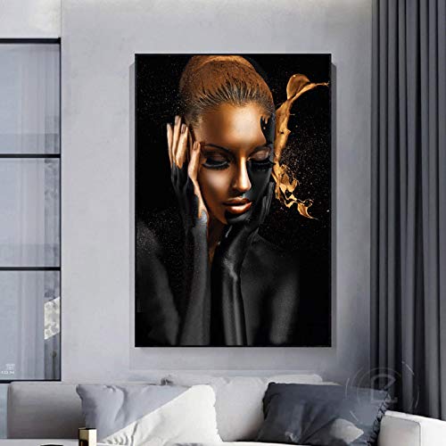 Schwarzes Gold Afrikanischer Akt Kunst Frau Ölgemälde Cuadros Drucke auf Leinwand Poster Wandkunst Skandinavisches Bild Wohnkultur 60x90cm Rahmenlos Schwarzes Gold Afrikanischer Akt Kunst Frau Ölgemälde Cuadros Drucke auf Leinwand Poster Wandkunst Skandinavisches Bild Wohnkultur 60x90cm Rahmenlos von BIEMBI