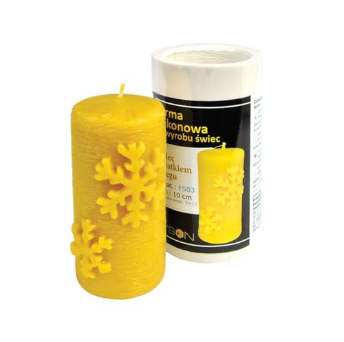 Kerzengießform Stumpenkerze mit Schneeflocken Silikonform Kerzen Bienenwachs von BIENE24.DE