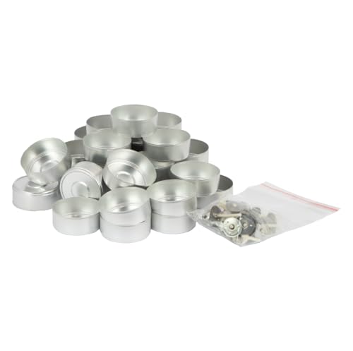 Teelichthalter aus Metall inkl. Docht (30x) Set Teelichthüllen zum herstellen von Kerzen und Teelichter, Candle Wick, Kerzen selber machen von BIENE24.DE