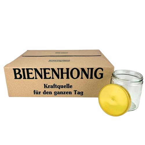 BIENEN SCHMIDT 60 x Neutrales Schraubglas 500g Imkerhonig Honigglas mit goldenem Deckel ohne Etikett Honig Neutralglas (Deckel ohne Prägung) von BIENEN SCHMIDT