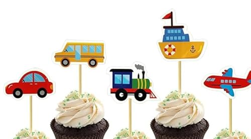 BIEUFBJI Cupcake-Topper für den Transport "Happy Birthday", Banner, Auto, Zug, Flugzeug, Transport, Themen-Dekorationen BIEUFBJI Cupcake-Topper für den Transport "Happy Birthday", Banner, Auto, Zug, Flugzeug, Transport, Themen-Dekorationen von BIEUFBJI