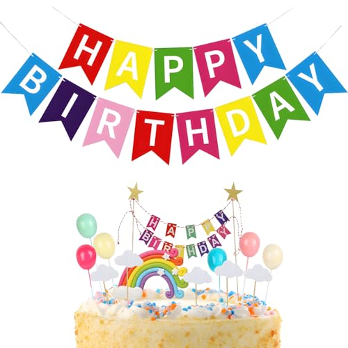 BIEUFBJI Regenbogen Kuchen Topper und Regenbogen Happy Birthday Banner Kuchen Dekorationen Geburtstagsfeier Jungen Mädchen Party Baby Shower Dekorationen Supplies BIEUFBJI Regenbogen Kuchen Topper und Regenbogen Happy Birthday Banner Kuchen Dekorationen Geburtstagsfeier Jungen Mädchen Party Baby Shower Dekorationen Supplies von BIEUFBJI