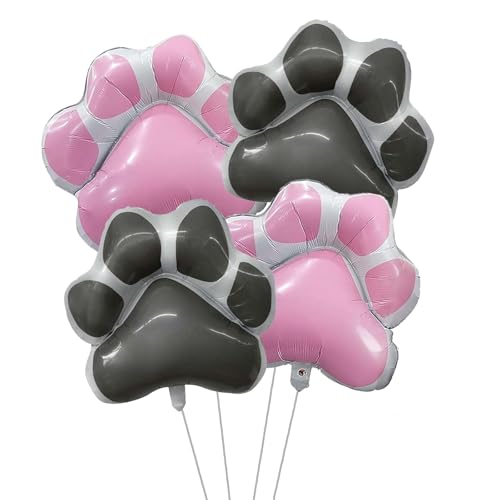 Hundepfoten-Ballon für Geburtstage, Babypartys, Abschlussfeiern, Partydekorationen (Rosa, Grau), 4 Stück von BIEUFBJI