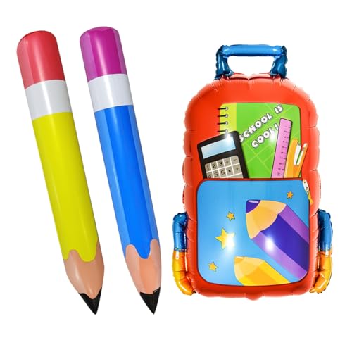 BIFHIG 2 Stück Aufblasbare Stifte, 1 Stück Aufblasbare Schultasche, Campus-Unterhaltungsspielzeug, Lernmaterial Für Kinder, Partydekoration Für Den Schulanfang. von BIFHIG