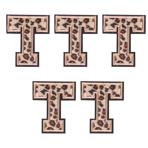 BIFHIG 5 Buchstaben T Leopardendruck Patch, DIY Patch Hilfsmaterialien, Bestickter Stofffleck, Geeignet Für Kleidung, Hüte Und Taschen. von BIFHIG