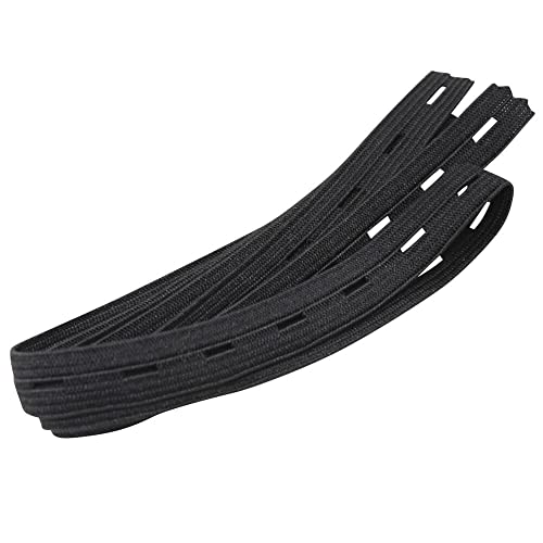 Lochgummiband - Knopflochgummi in 13 mm Breite - 1, 2, 5, 10 oder 25 Meter Länge in schwarzer Farbe (1 Meter) von BIG-SAM Kurzwaren & Handarbeitsartikel