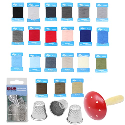 Stopfgarn-Box gefüllt mit 22 Wickelkarten mit je 20 Meter Wickelkarte & Stopfpilz in Fliegenpilz Design & 39 Näh- und Stopfnadeln & 3 Fingerhüte Stopfgarn-Box gefüllt mit 22 Wickelkarten mit je 20 Meter Wickelkarte & Stopfpilz in Fliegenpilz Design & 39 Näh- und Stopfnadeln & 3 Fingerhüte von BIG-SAM Kurzwaren & Handarbeitsartikel