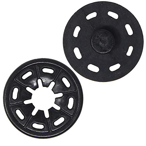 10 Druckknöpfe | 25mm Durchmesser | aus Kunststoff | in Schwarz oder Transparent | zum annähen (Schwarz) von BIG-SAM