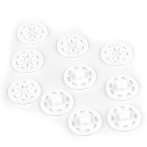 10 Druckknöpfe | 25mm Durchmesser | aus Kunststoff | in Schwarz oder Transparent | zum annähen (Weiß) von BIG-SAM