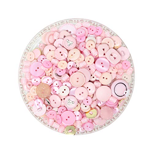150g Knopfmischung aus Kunststoff (Acryl) in bunter Sortierung - Auswahl aus verschiedenen Farben für Näharbeiten, Bastelarbeiten und vieles mehr (Rosa) von BIG-SAM