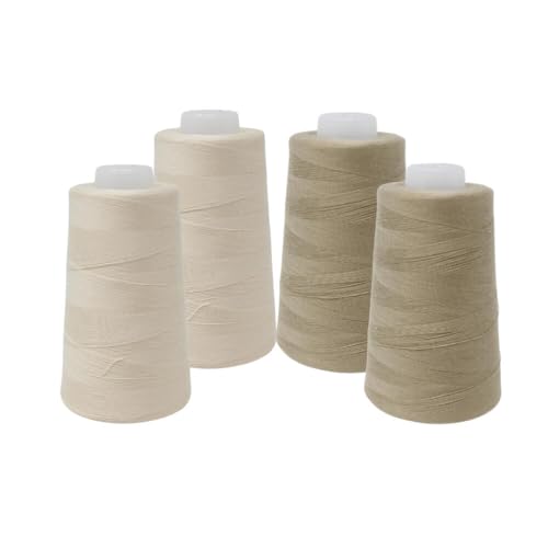 4 Konen Overlockgarn - á 3000 yds = 2743.2 m // 12.000 yds = 10972.8 m - Auswahl aus 26 Farben (2x Naturbeige & 2x Dunkelbeige) von BIG-SAM