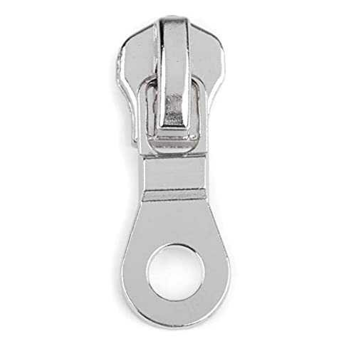 BIG-SAM Zipper für Krampenreißverschlüsse | 1 Stück | für 8mm Reißverschlüsse | mit Autolock | in Silberfarbend | für zum Beispiel Taschen oder Geldbörsen (Silber 2) von BIG-SAM