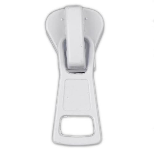 BIG-SAM Zipper für Krampenreißverschlüsse | 1 Stück | für 8mm Reißverschlüsse | mit Autolock | in Silberfarbend | für zum Beispiel Taschen oder Geldbörsen (Weiß) von BIG-SAM