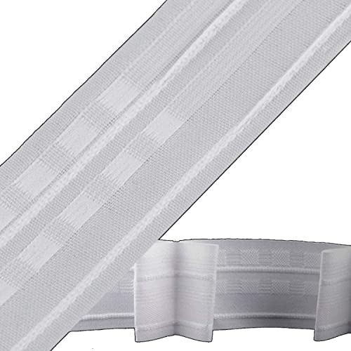 Gardinen Faltenband - 50mm breit - 1, 5, 10 oder 25 Meter am Stück geschnitten - Farbe: Weiß - Vorhangband - Gardinenband - 100% Polyester - Raffung 1:2 (1) von BIG-SAM