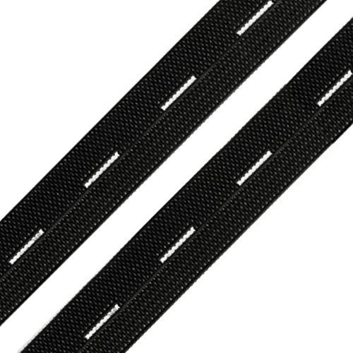 Lochgummiband - Knopflochgummiband | 20 mm in der Breite | 2,5 Meter Länge | Schwarz oder Weiß | hochelastisch (Schwarz) von BIG-SAM