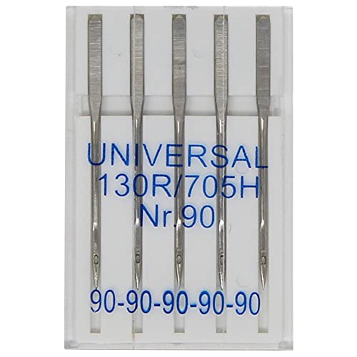Nähmaschinennadeln Universal, 5 Nadeln Nm 90-130R/705H - geschliffener Flachkolben - Ideal für dickere Stoffe wie Jeans oder leichtes Leder (10015) von BIG-SAM