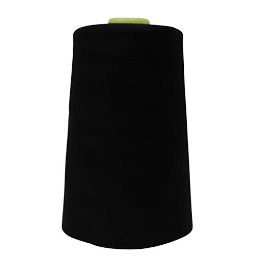 Overlockgarn für Overlock Nähmaschinen - 5000 yard = ca. 4570 m pro Kone - Garnstärke 40/2 aus 100% Polyester (Schwarz, 1 Kone) von BIG-SAM