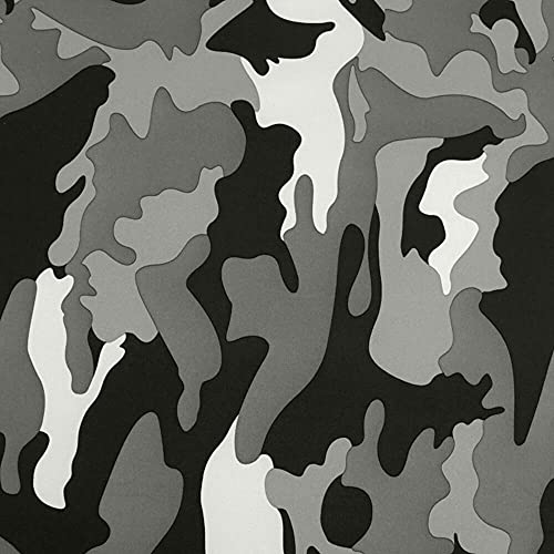 Winter Softshell Stoff | 0,5m x 145-150 cm Breite | 300-315 g/m² | aus Polyester | Innenseite mit warmen Fleece (CAMOUFLAGE -Schwarz, Weiß, Grau) von BIG-SAM