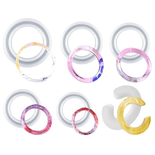 Armband-Harz-Formen, 6 Stück, Schmuck, rund, zylindrisch, facettiert, geometrische C-Schriftart, Armreif, Armband, Silikonformen-Set für Epoxidharz, Zubehör, DIY-Geschenk von BIGEBO